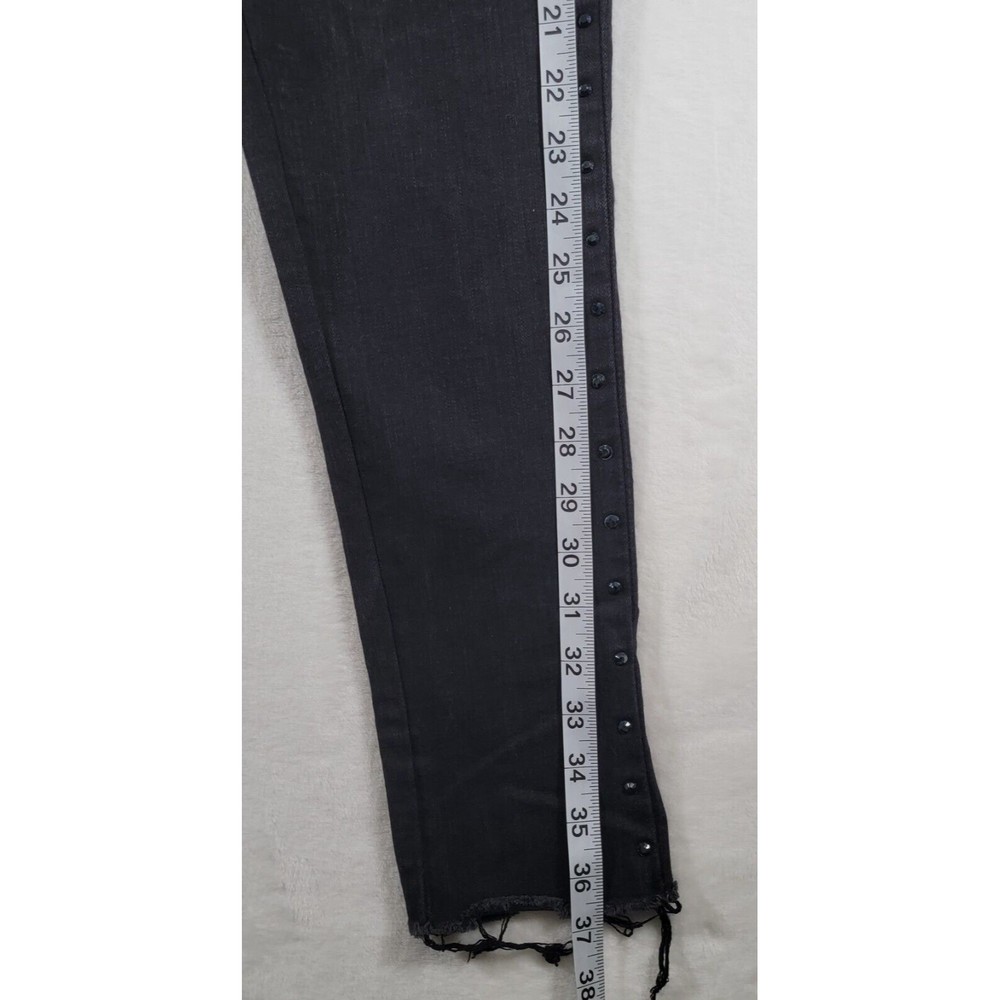 Levis 721 High Rise Skinny Stretch Jeans Size 29 Black Denim Rhinestone Stripe - Picture 15 of 16